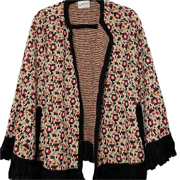 Vintage Arista Knitwear New York Open Front Poncho w/ hand‎ holes - Picture 2 of 8